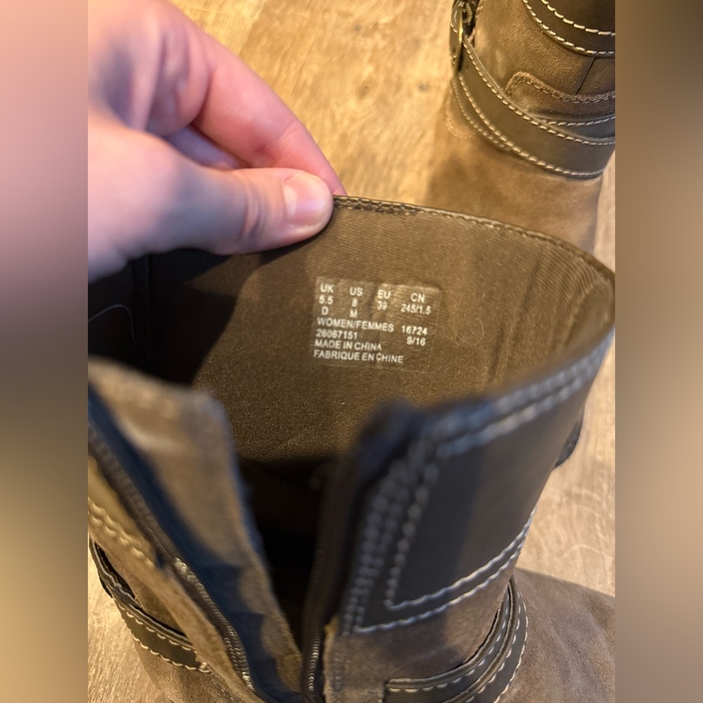 Clark Brown Suede Boots with Stitch Detail - Picture 6 of 7